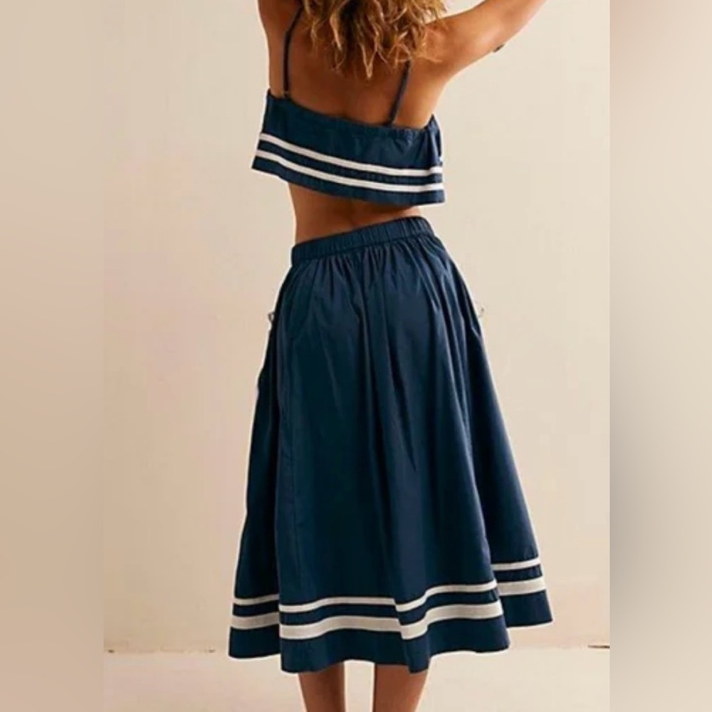Free People Fischer Navy Blue Skirt Set